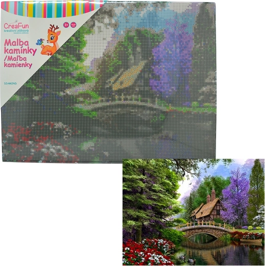 Diamantmalerei – Brücke über den Fluss 30 × 40 cm