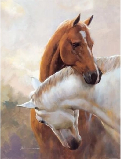 Diamantstickerei (Diamond Painting) – zwei Pferde 30 × 40 cm - 1 Stück