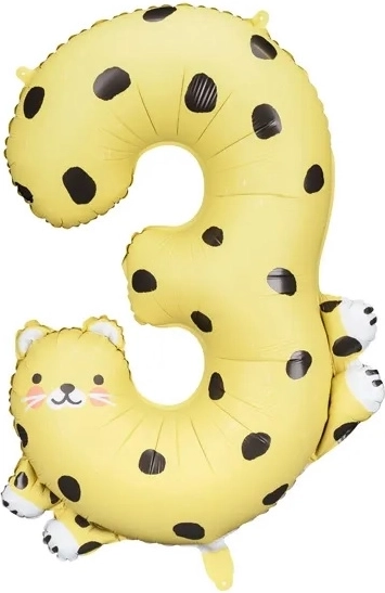 Folien-Geburtstagsballon Zahl 3 Gepard