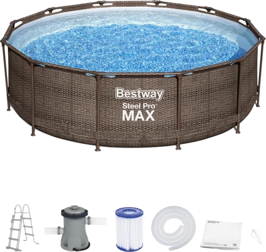 Bestway Gartenpool Steel Pro Max 366 × 100 cm Rattan 9in1