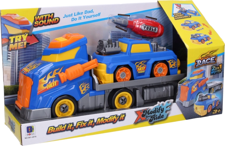 Schraubset mit Lkw und Auto und Soundeffekten, 43 cm