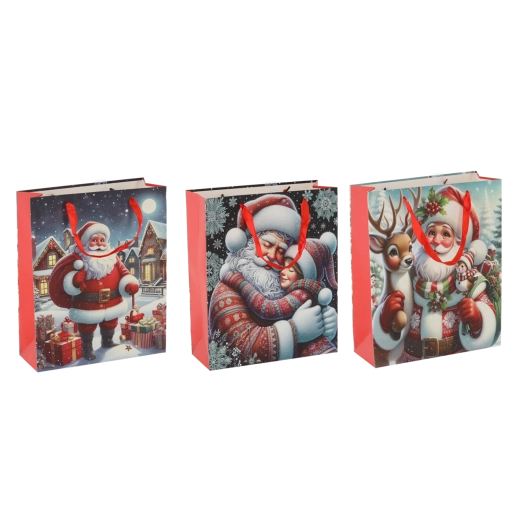 Weihnachtliche Geschenktasche mit Santa-Motiv, 30 × 42 × 12 cm
