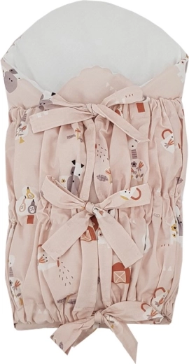 Wickeltuch mit Schnürverschluss und herausnehmbarer Kokoseinlage My Farm, pudriges Rosa, 75 × 75 cm