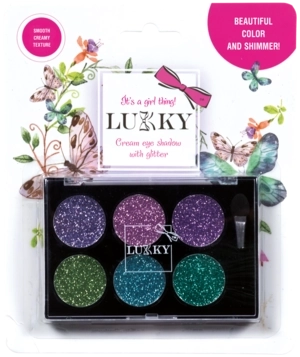 Lukky cremige Lidschatten mit Glitzer und Pinsel, 6 Farben