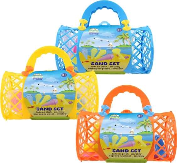 Plastica Sandförmchen-Set in Retro-Tasche