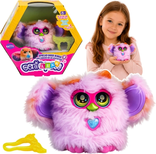 Genie Pets interaktives Plüschwesen mit Lichtern und Geräuschen mit Clip-Anhänger, lila