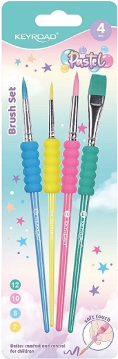 KEYROAD Pastel Pinselset mit weichem Schaumgriff, 4 Stk.