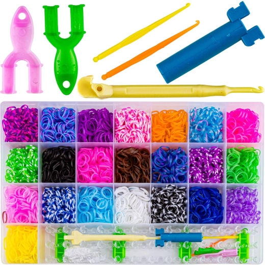 Set aus Gummibändern zur Herstellung von Armbändern und Dekorationen – 4400 Teile