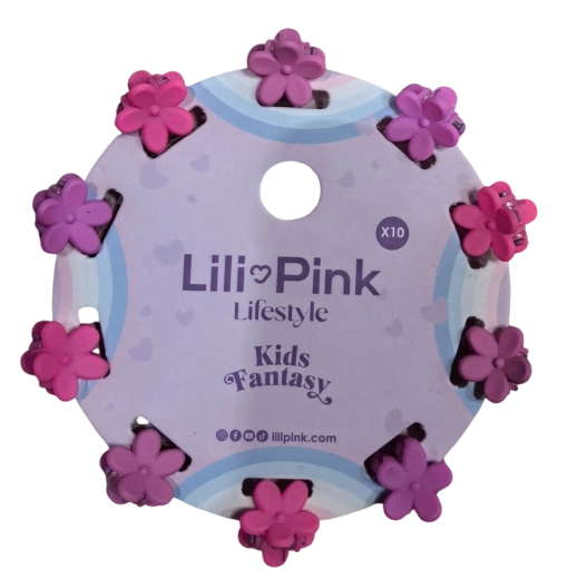 PINK Set Haarclips Blümchen rosa und lila (10 Stk.)