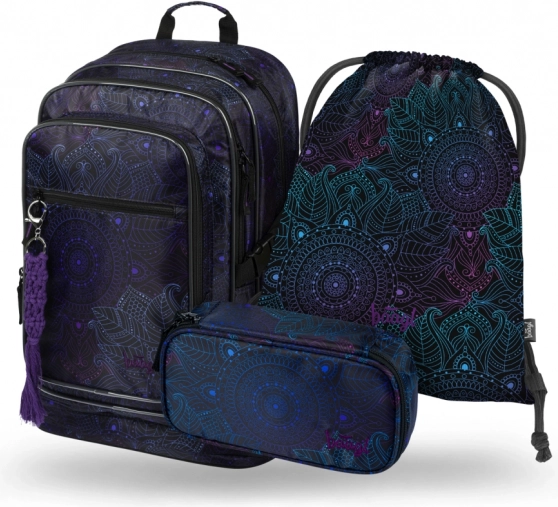 Set Schulbedarf Cubic Zen: Rucksack, Federmäppchen und Beutel
