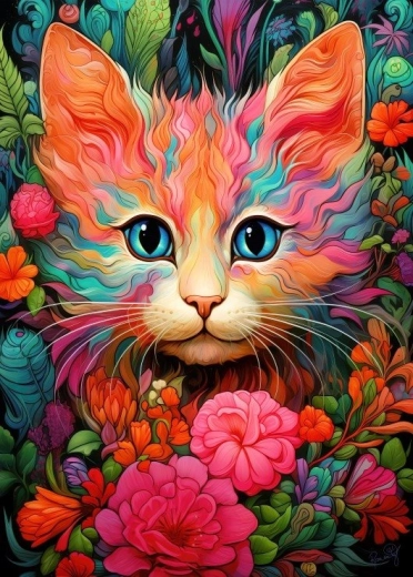 Puzzle Kätzchen und Blüte 300 Teile