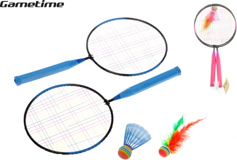Badminton-Set GAMETIME – 2 Schläger und 2 Federbälle im Netz