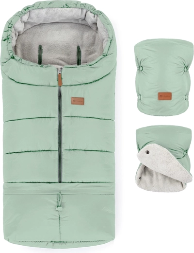 Winterset Petite&Mars: Fußsack Jibot 3in1 und Kinderwagen-Handschuhe Jasie pale eucalypt