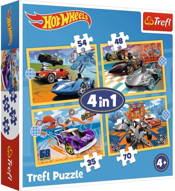 Puzzle HOT WHEELS 4in1 Fahrzeuge Trefl