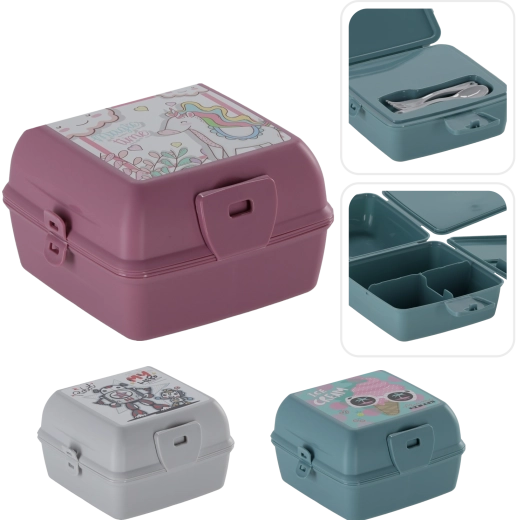 Brotdose 1300 ml – hellblau mit Aufdruck