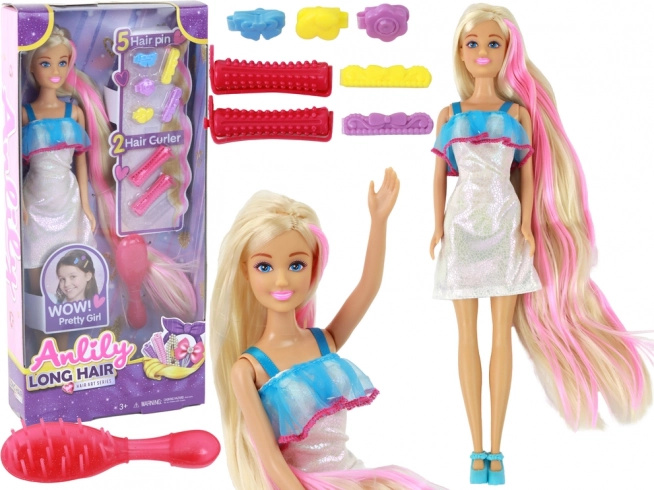 Puppe Anlily mit langen blonden Haaren – Styling-Set