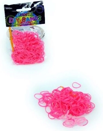 Set rosa Gummibänder zum Flechten von Armbändern mit Häkchen und Verschlüssen (250 Stk.)