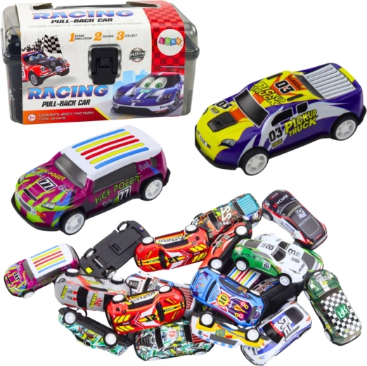 Set mit 25 Metallautos im Koffer mit Spielmatte und Straßen