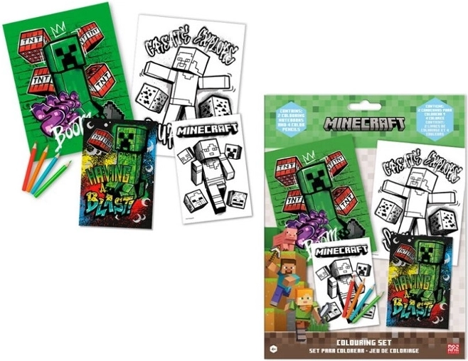 Minecraft Ausmal-Set mit Stickern