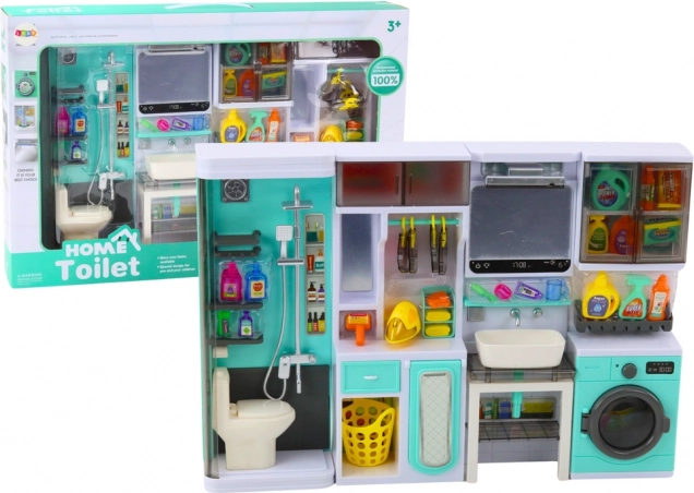 Kinder-Badezimmer-Set 4-in-1 – Dusche, Toilette, Waschmaschine und Zubehör