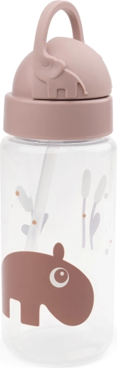 Done by Deer Trinkflasche mit Strohhalm Ozzo, rosa, 350 ml
