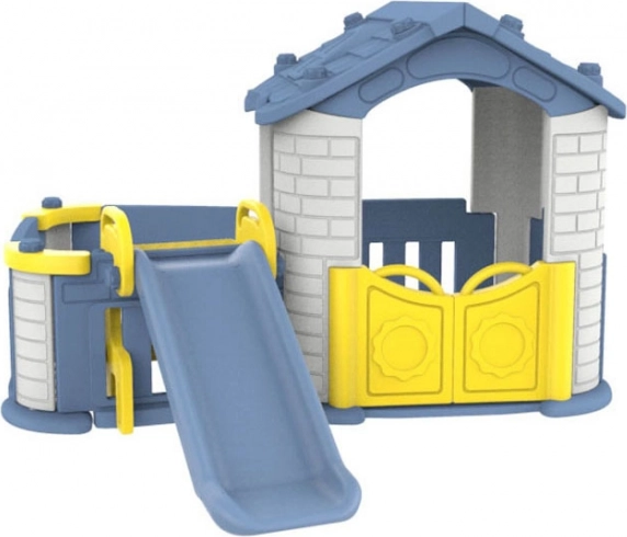 Garten-Spielhaus 3-in-1 für Kinder mit Rutsche und Gärtchen – blau