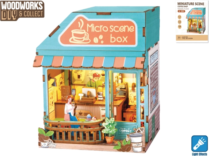 Woodworks Holzbausatz Café mit Beleuchtung
