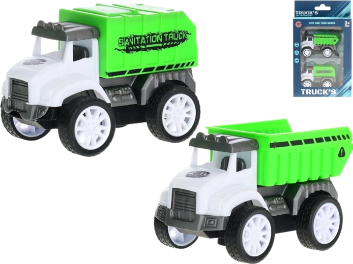 Set aus Reinigungsautos 7,5 cm mit Rückziehmotor, 2 Stk.