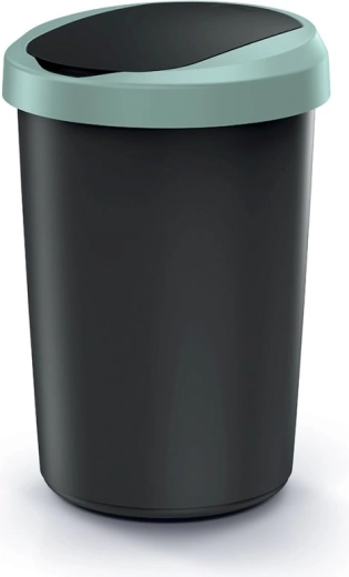 Abfalleimer Compacta R Flap 40 l – recyceltes Schwarz mit hellgrünem Deckel