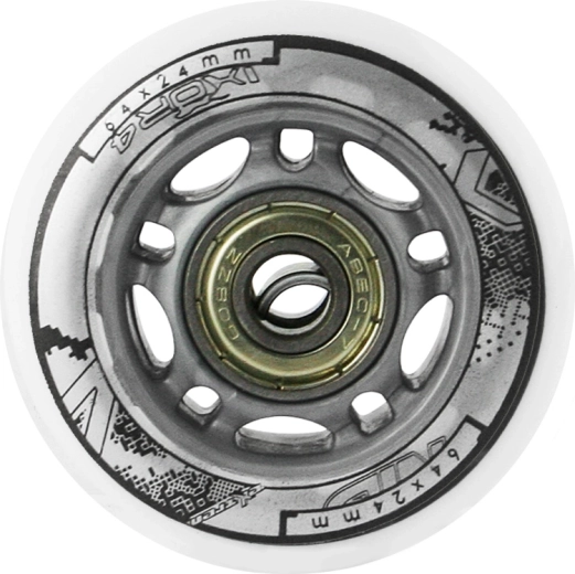 Satz weißer PU-Rollen 64 × 24 mm mit ABEC 7-Lagern NILS EXTREME