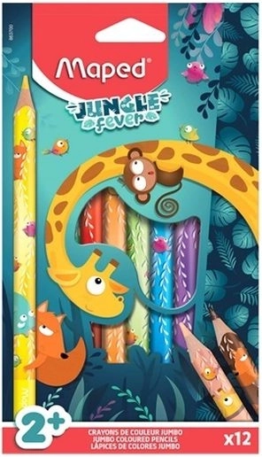 Jumbo-Wachsmalstifte Jungle Fever, Set mit 12 Stk.