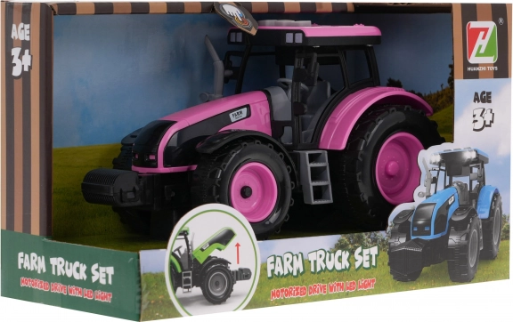 Interaktiver Traktor für Kinder 3+ mit öffnbarer Motorhaube + Sounds + LED-Lichter rosa