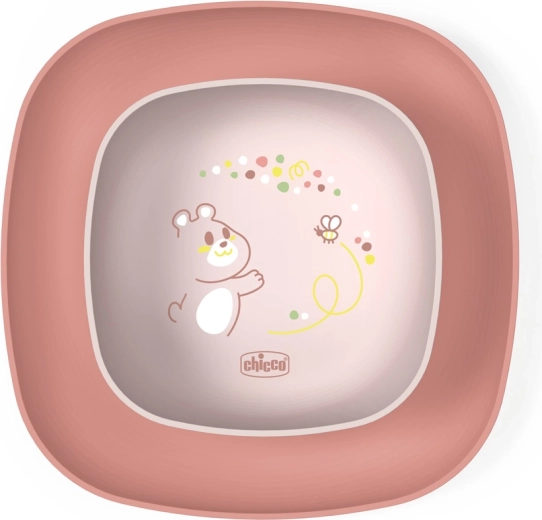 Chicco Ess-Set Schüssel und Teller rosa 12m+