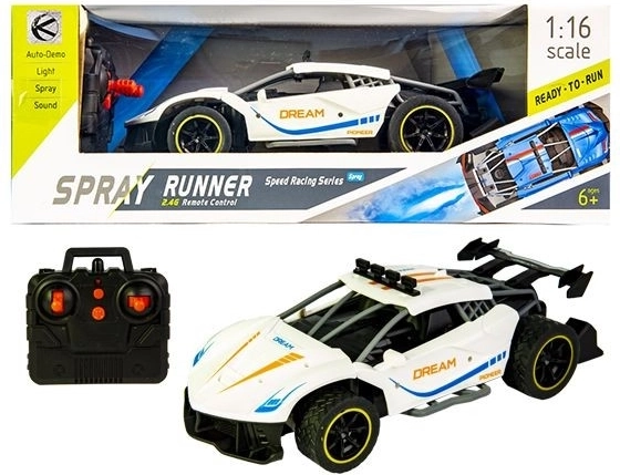 Weißes sportliches RC-Rennauto mit Raucheffekt – 1 Stück