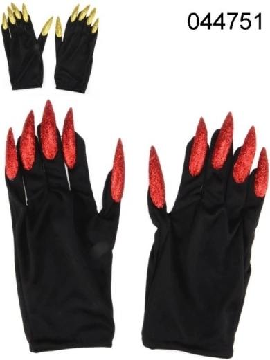 Rappa Karnevals-Teufels-/Hexenhandschuhe mit Krallen 23 cm - 1 Stück