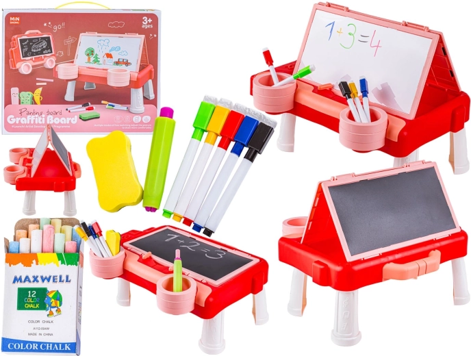 Multifunktionale beidseitige Tafel 2-in-1 zum Malen und Schreiben – rosa
