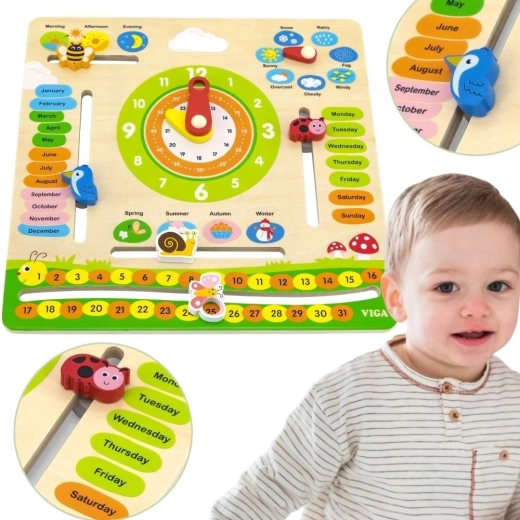 VIGA lehrreicher Holzkalender für Kinder – englisch