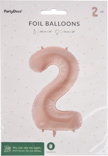 Folienballon Zahl 2 Beige 72 cm