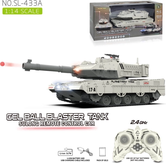 Ferngesteuerter weißer Panzer mit Schussfunktion für Gelkugeln