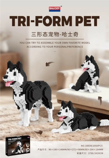 Bausatz Husky-Hund 3-in-1, 1050 Teile