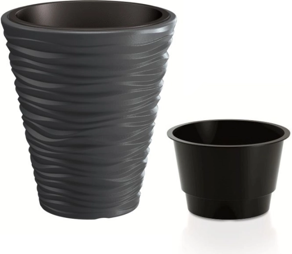 Blumentopf Sand mit Einsatz 34,5 cm anthrazit