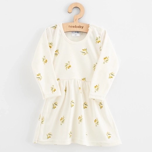 Baby-Kleid aus Bio-Baumwolle mit langen Ärmeln New Baby Oliven