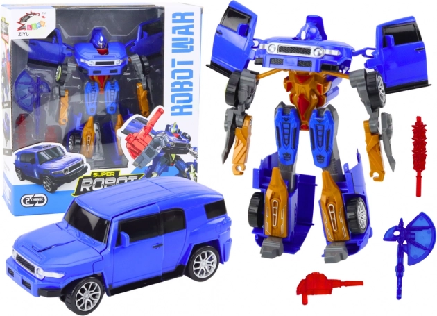 Transformierender 2-in-1-Roboter mit Auto, blau