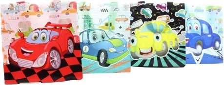 Geschenktasche fröhliche Autos Kunststoff 23,5 × 22 × 11 cm