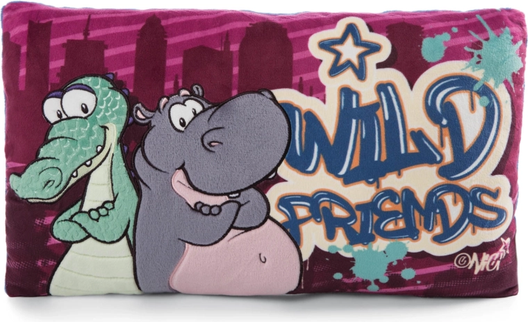 NICI Kissen Krokodil und Nilpferd grün