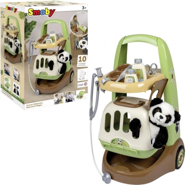 Smoby Tierarztwagen mit Panda und 2-in-1-Transportbox