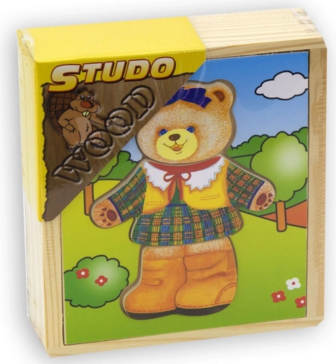 Babu Holz-Kleiderschrank mit Bären-Dame – Anziehpuzzle für Kinder