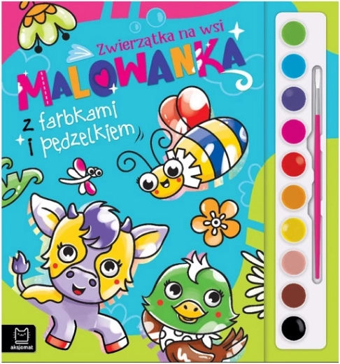 Malbuch mit Farben und Pinsel – Tiere auf dem Land