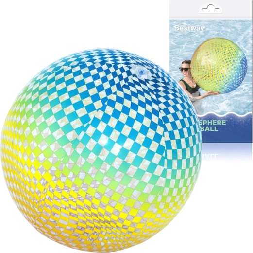 Bestway aufblasbarer Beachball ColorSphere mit buntem Karomuster 107 cm