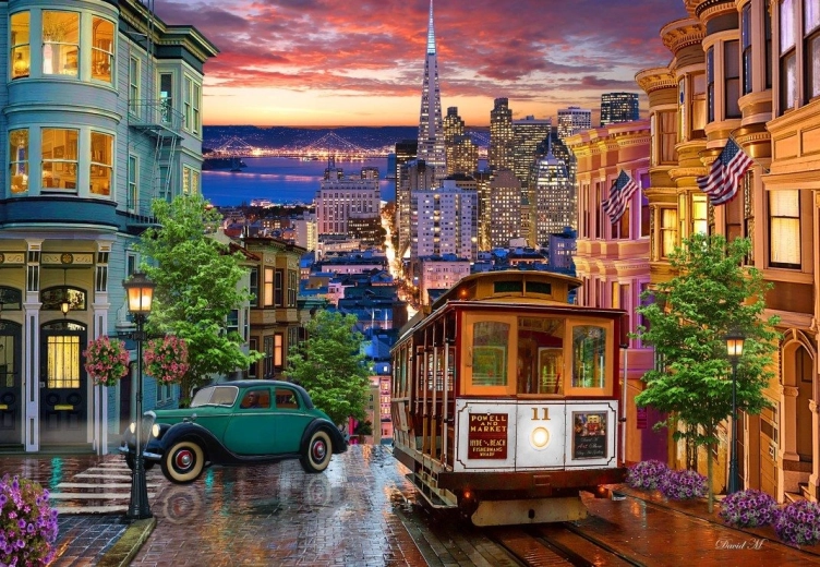 Puzzle Straßenbahn in San Francisco 1000 Teile